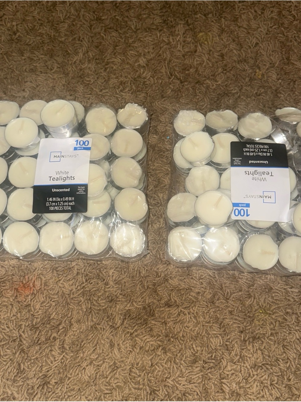 2 Mainstays White Tealight Candles - 2 Pack Presentation